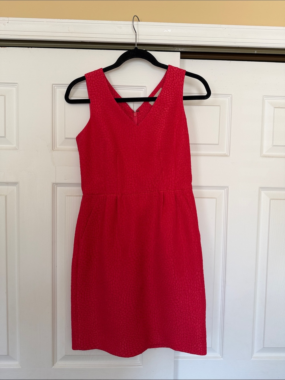 Banana Republic Coral Textured V-Neck Mini Dress